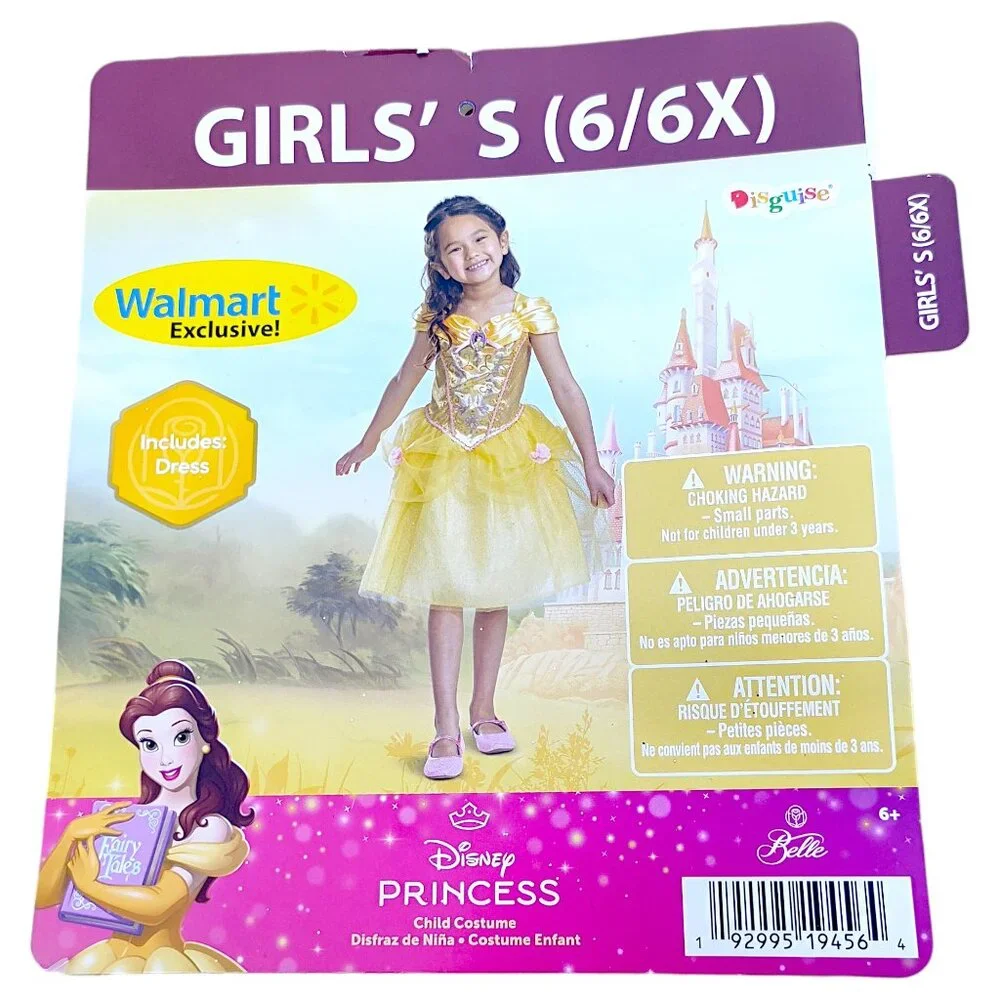 Walmart Disney Belle Costume Dress Girls' Size Small (6/6X) New with Tags NWT